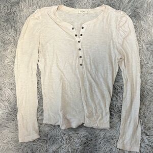 Z Supply Light Cream Henley Long-Sleeve Top